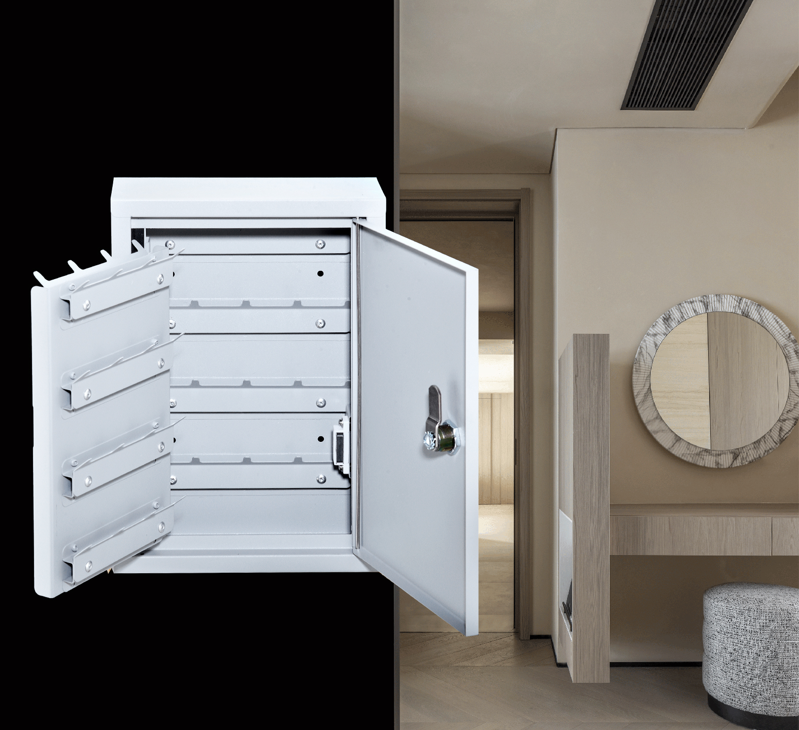 Caixa de chaves montada na parede